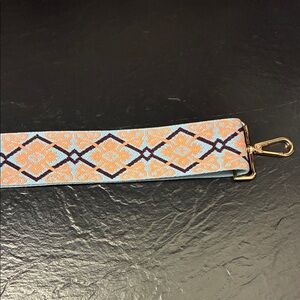 Woven Geometric Bag Strap - Blue and Peach Adjustable Bag Strap